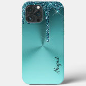Luxe Sparkle Blauwgroen Dripping Glitter gepersona Case-Mate iPhone Case (Achterkant)