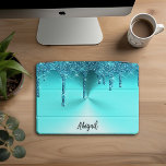 Luxe Sparkle Blauwgroen Dripping Glitter gepersona iPad Pro Cover<br><div class="desc">Prachtige luxe Sparkle Blauwgroen Dripping Glitter met geborsteld Metalen Textuur Ontwerp Gepersonaliseerde iPad Pro Hoesje</div>