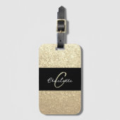 Luxe Sparkle Gold Glitter Naam Bagagelabel (Voorkant (verticaal))