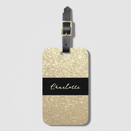 Luxe Sparkle Gold Glitter Naam Bagagelabel