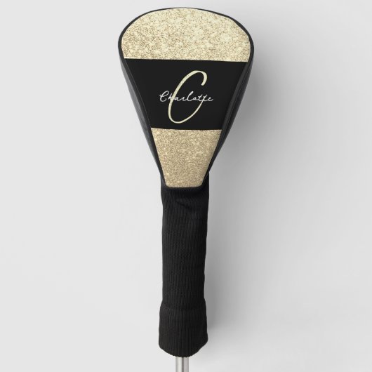 Luxe Sparkle Gold Glitter Naam Golfheadcover (Voorkant)