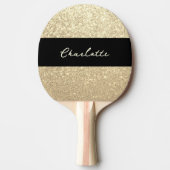 Luxe Sparkle Gold Glitter Naam Tafeltennisbatje (Voorkant)