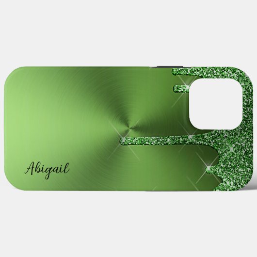 Luxe Sparkle Green Dripping Glitter Gepersonalisee Case-Mate iPhone Case (Achterkant (horizontaal))