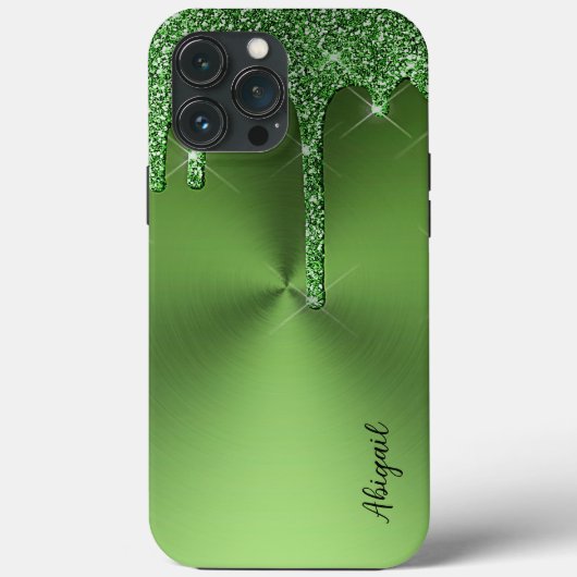 Luxe Sparkle Green Dripping Glitter Gepersonalisee Case-Mate iPhone Case (Achterkant)