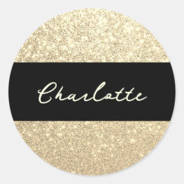 Luxe Sparkle Naam Gouden Glitter Ronde Sticker