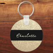 Luxe Sparkle Naam Gouden Glitter Sleutelhanger (Voorkant)