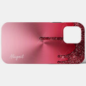 Luxe Sparkle Red Dripping Glitter gepersonaliseerd Case-Mate iPhone Case (Achterkant (horizontaal))