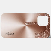 Luxe Sparkle Roos Gold Dripping Glitter Persoonlij Case-Mate iPhone Case (Achterkant (horizontaal))