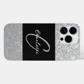 Luxe Sparkle Silver Glitter Naam iPhone Hoesje (Achterkant horizontaal)