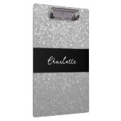 Luxe Sparkle Silver Glitter Naam Klembord (Rechts)