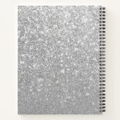 Luxe Sparkle Silver Glitter Naam Notitieboek (Achterkant)
