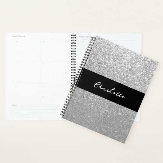 Luxe Sparkle Silver Glitter Naam Planner (Display)