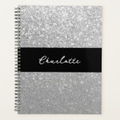 Luxe Sparkle Silver Glitter Naam Planner (Voorkant)