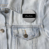 Luxe Sparkle Silver Glitter Naam Ronde Button 5,7 Cm (In situ)