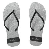 Luxe Sparkle Silver Glitter Naam Teenslippers (Voetbed)