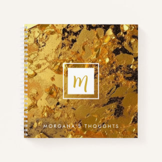 Luxe Sparkling Gold Monogram Vierkant Notitieboek