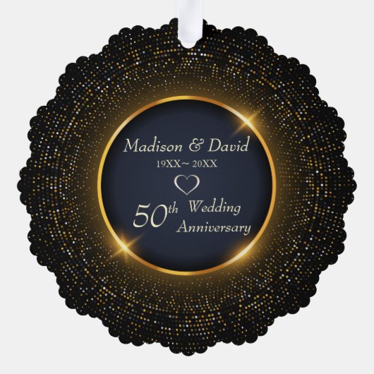 Luxe Sparkling Lijst Bruiloft Jubileum Ornament Kaart (Achterkant)