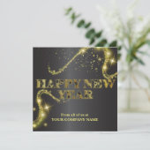 Luxe Sparkly Gold Black Corporate Nieuwjaar Feestdagenkaart (Staand voorkant)