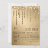 Luxe Sparkly Gold Glitter Drips Bachelorette Kaart (Voorkant)