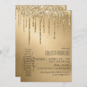 Luxe Sparkly Gold Glitter Drips Bachelorette Kaart (Voorkant / Achterkant)