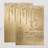 Luxe Sparkly Gold Glitter Drips Foot Baby shower Kaart (Voorkant / Achterkant)