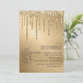 Luxe Sparkly Gold Glitter Drips Verjaardagsfeest Kaart (Staand voorkant)
