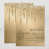 Luxe Sparkly Gold Glitter Drips Verjaardagsfeest Kaart (Voorkant / Achterkant)