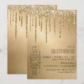 Luxe Sparkly Gold Glitter Drips Vrijgezellenfeest Kaart (Voorkant / Achterkant)