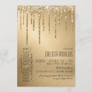 Luxe Sparkly Gold Glitter Drips Vrijgezellenfeest Kaart