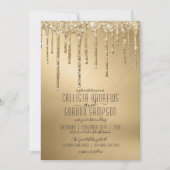 Luxe Sparkly Gold Glitter Drips Wedding Kaart (Voorkant)