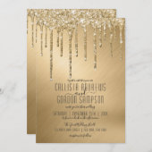 Luxe Sparkly Gold Glitter Drips Wedding Kaart (Voorkant / Achterkant)