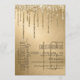Luxe Sparkly Gold Glitter Druppelt Zoet 16 Kaart