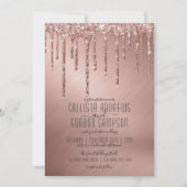 Luxe Sparkly Roos Gold Glitter Drips Wedding Kaart (Voorkant)