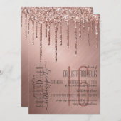 Luxe Sparkly Roos Gouden Glitter Druppelt Zoet 16 Kaart (Voorkant / Achterkant)