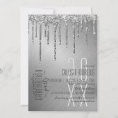 Luxe Sparkly Silver Glitter Drips Afstuderen Kaart (Voorkant)