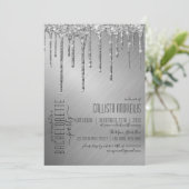 Luxe Sparkly Silver Glitter Drips Bachelorette Kaart (Staand voorkant)