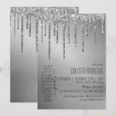 Luxe Sparkly Silver Glitter Drips Bachelorette Kaart (Voorkant / Achterkant)