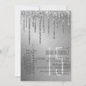 Luxe Sparkly Silver Glitter Drips Quinceañera Kaart (Voorkant)
