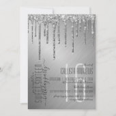 Luxe Sparkly Zilveren Glitter Drips Sweet 16 Kaart (Voorkant)