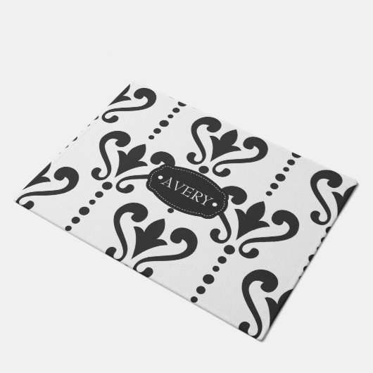 Luxe, speciaal ontworpen zwart en wit deurmat (Schuin)