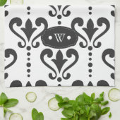 Luxe, speciaal ontworpen zwart en wit theedoek (Gevouwen)