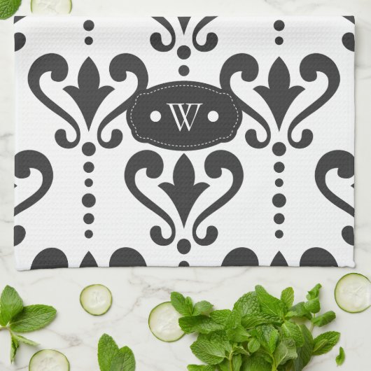 Luxe, speciaal ontworpen zwart en wit theedoek (Gevouwen)