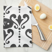 Luxe, speciaal ontworpen zwart en wit theedoek (Quarter Fold)