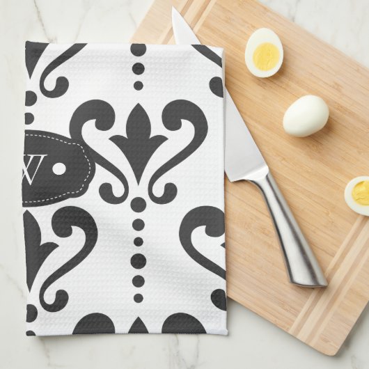 Luxe, speciaal ontworpen zwart en wit theedoek (Quarter Fold)