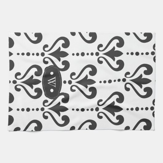 Luxe, speciaal ontworpen zwart en wit theedoek (Horizontaal)
