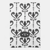 Luxe, speciaal ontworpen zwart en wit theedoek (Verticaal)