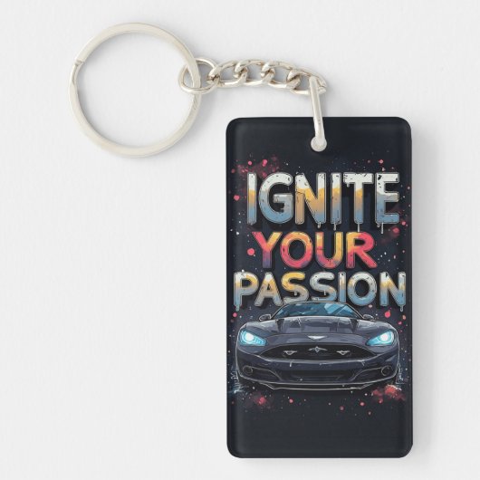 Luxe sportwagen kleurenexplosie vuurt passie aan sleutelhanger (Voorkant)