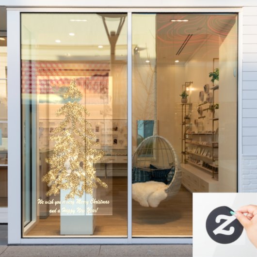 Luxe sprankelende gouden Waterverf kerstbomen Raamsticker (Winkelraam)