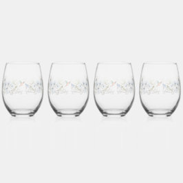 Luxe Spring Wildflower Bird Roos Garden Naadloos Wijnglas Zonder Voet