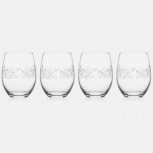 Luxe Spring Wildflower Bird Roos Garden Naadloos Wijnglas Zonder Voet